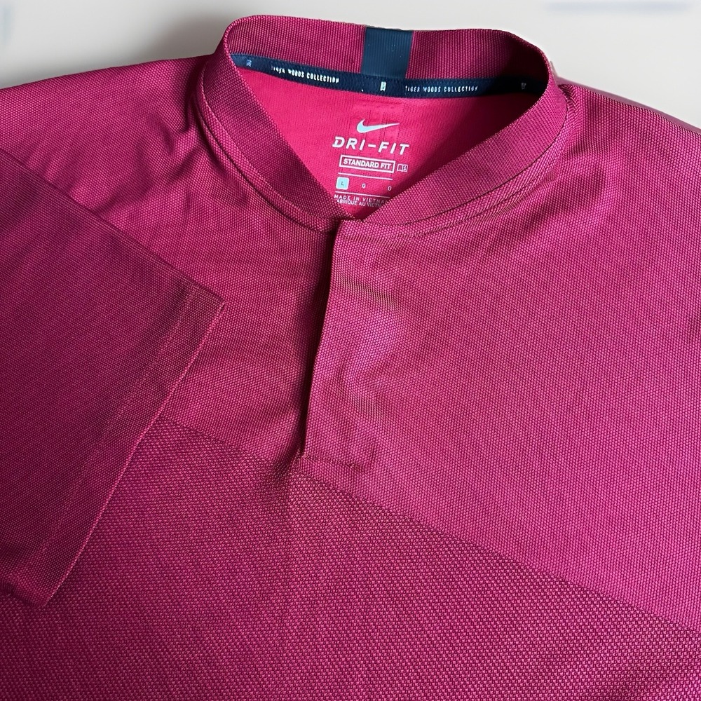 Nike Polo Shirt Mens Large Red Vapor Tiger Woods Golf Blade Collar Performance